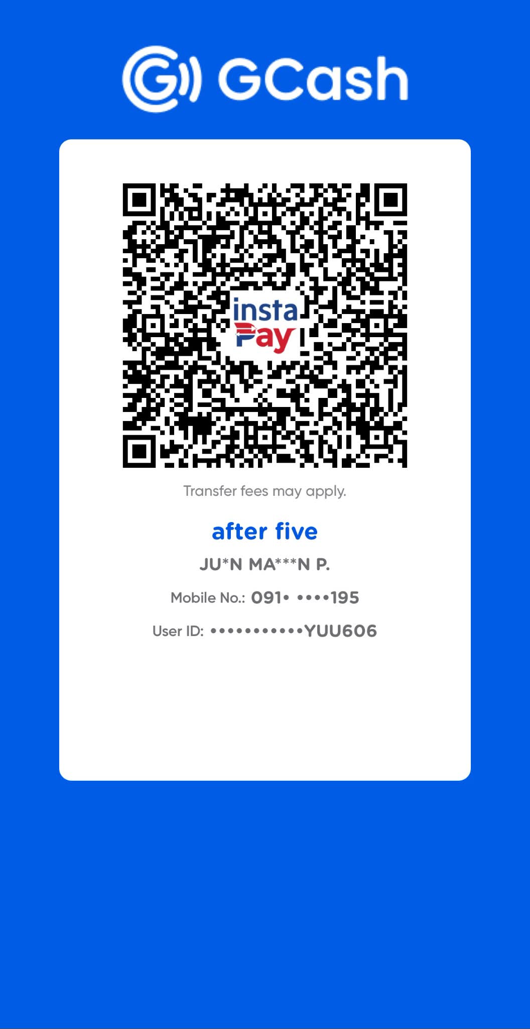 The After Five GCash QR code